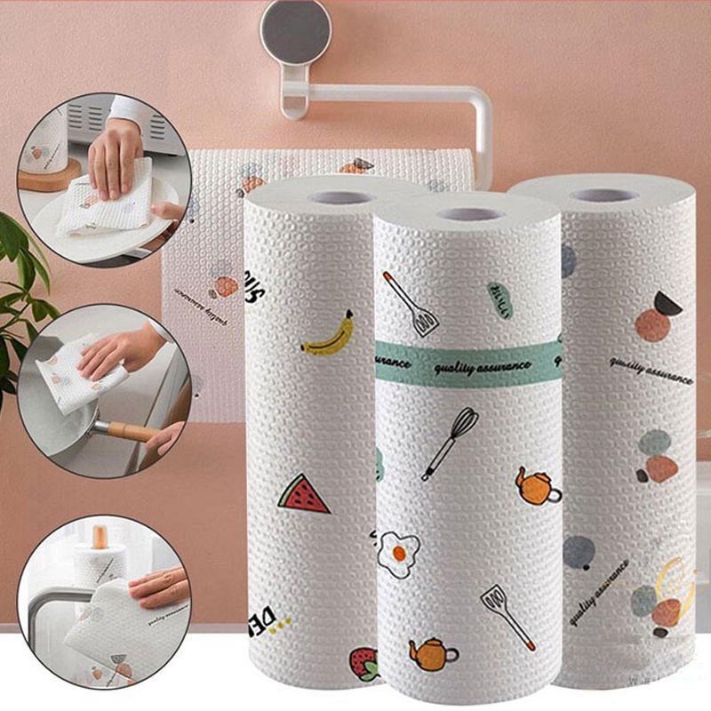 Cuộn giấy lau nhà bếp đa năng bằng vải không dệt cao cấp, giấy lau đa năng thấm hút tốt, siêu dai bền
