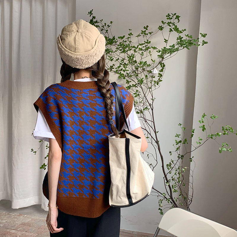 Áo Sweater Không Tay Cổ V Phong Cách Retro Hàn Quốc Cho Nữ | BigBuy360 - bigbuy360.vn