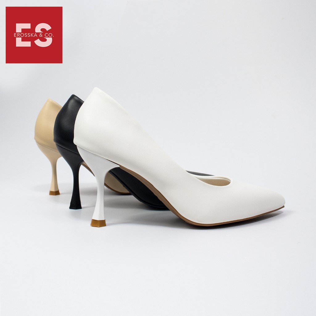 Giày cao gót Erosska thời trang mũi nhọn kiểu dáng cơ bản gót cao 8cm màu trắng _ EP010 | BigBuy360 - bigbuy360.vn