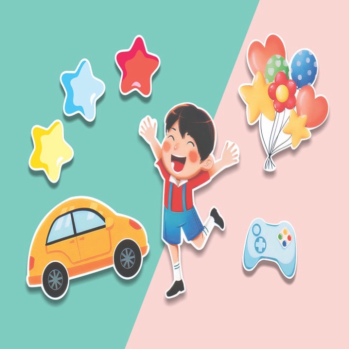 phụ kiện bánh kem [FREESHIP❤️] set cắm bé trai,bé gái bóng bay