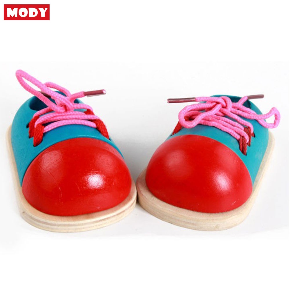 Đồ chơi giày buộc dây giày gỗ giúp trẻ em học kỹ năng buộc dây giày thực tế Mody M8035