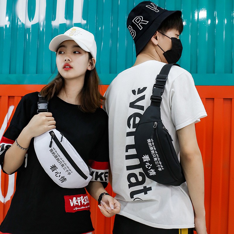 Túi bao tử hàn quốc Unisex phong cách Ulzzang kiểu túi đeo chéo vải polyester