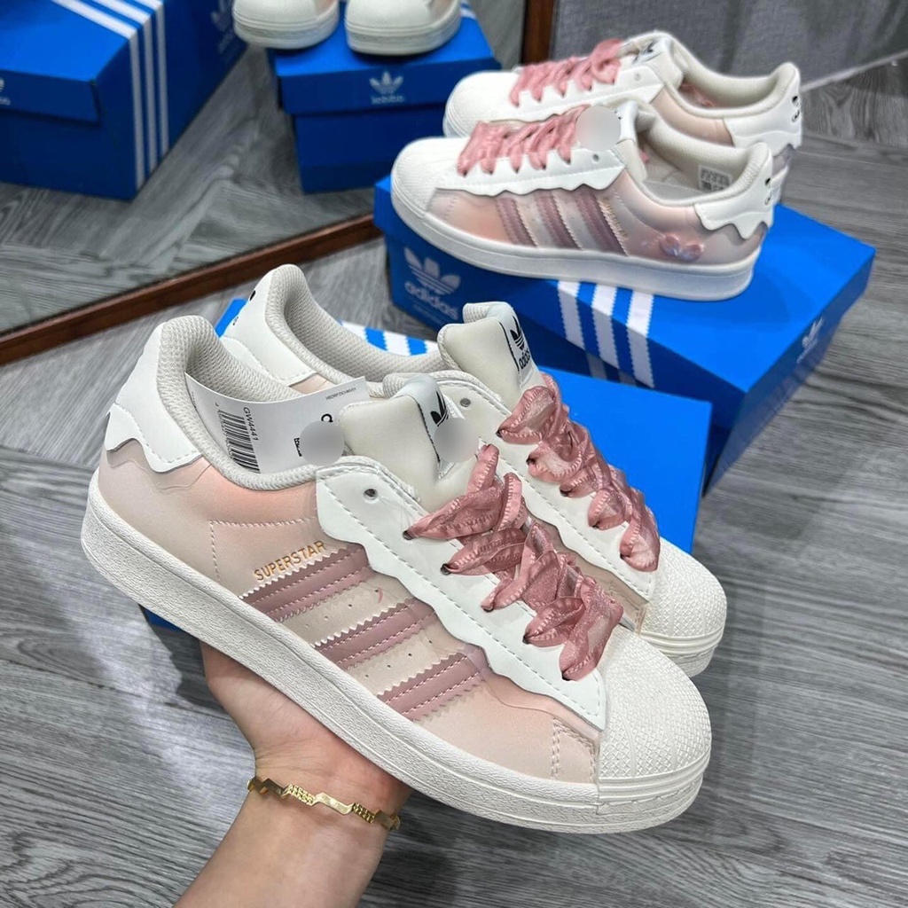 Giày thể thao das sò trắng,hồng hàng SC mẫu mới 2022, Giày Superstar Cloud White sò hồng, Sò Xanh Mũi Sò Bản đẹp