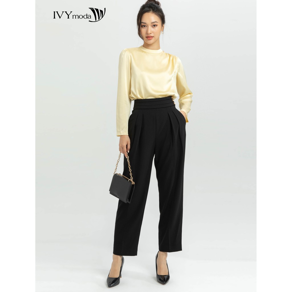 Quần baggy cạp xếp nếp nữ IVY moda MS 22M5773