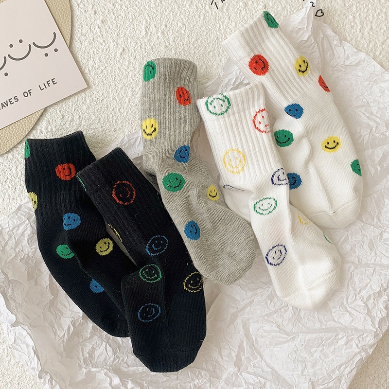 TA5- Tất thể thao mặt cười cho bé trai bé gái, tất trẻ em cá tính 3 - 8 tuổi