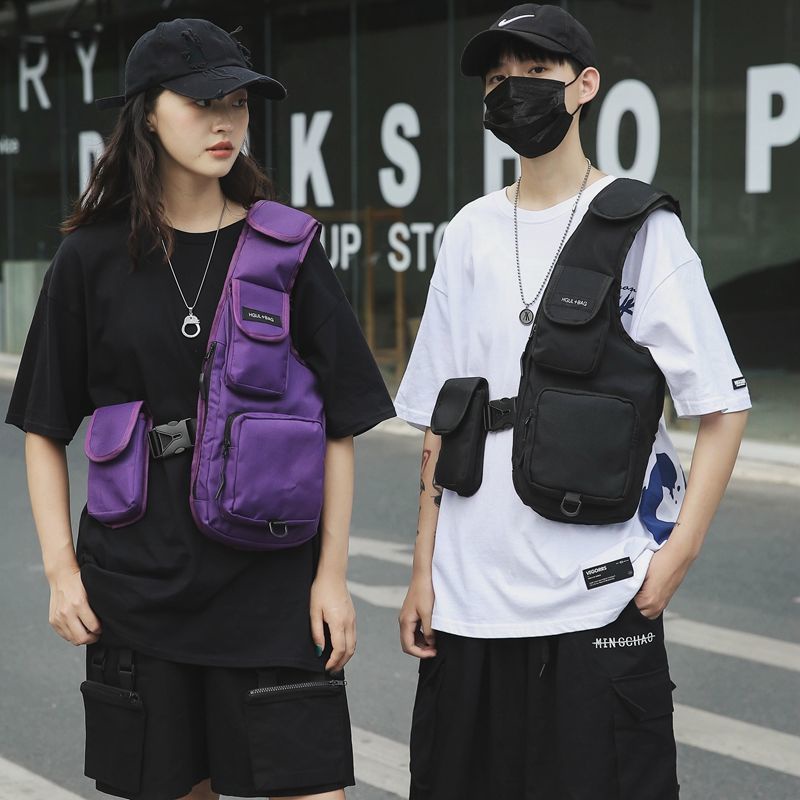 Túi Đeo Trước Ngực Nhiều Túi Phong Cách Hip Hop Thời Trang Cho Nam Và Nữ
