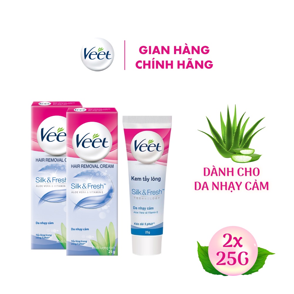 [Mã FMCGVEET52 giảm 8% đơn 250k] Combo 2 Kem tẩy lông cho da nhạy cảm Veet Silk Fresh 25g/tuýp