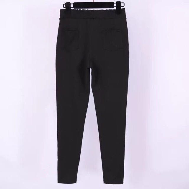 Quần legging thun đen big size viền đá 2 bên size 60-90kg