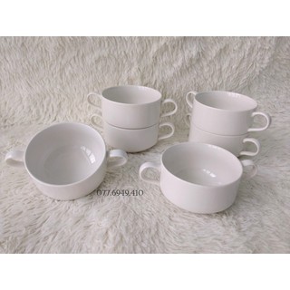 ✯ Tách / Ramekin / Khuôn sứ 14,5cm 2 quai chịu nhiệt, sang trọng & đa dụng Màu Trắng - Sứ Nhật NORITAKE
