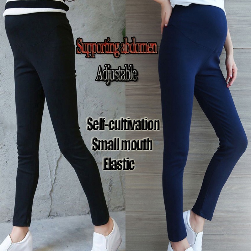 2021 spring net red fashion versatile pregnant women's pants solid color comfortable cotton belly pants