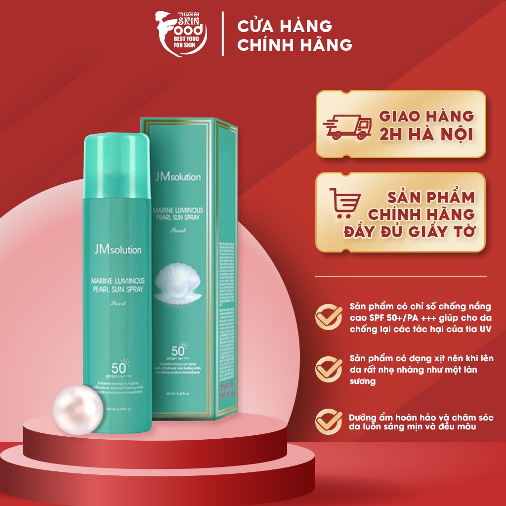 Xịt Chống Nắng Cấp Nước, Dưỡng Ẩm Jmsolution Marine Luminous Pearl Sun Spray 180ml