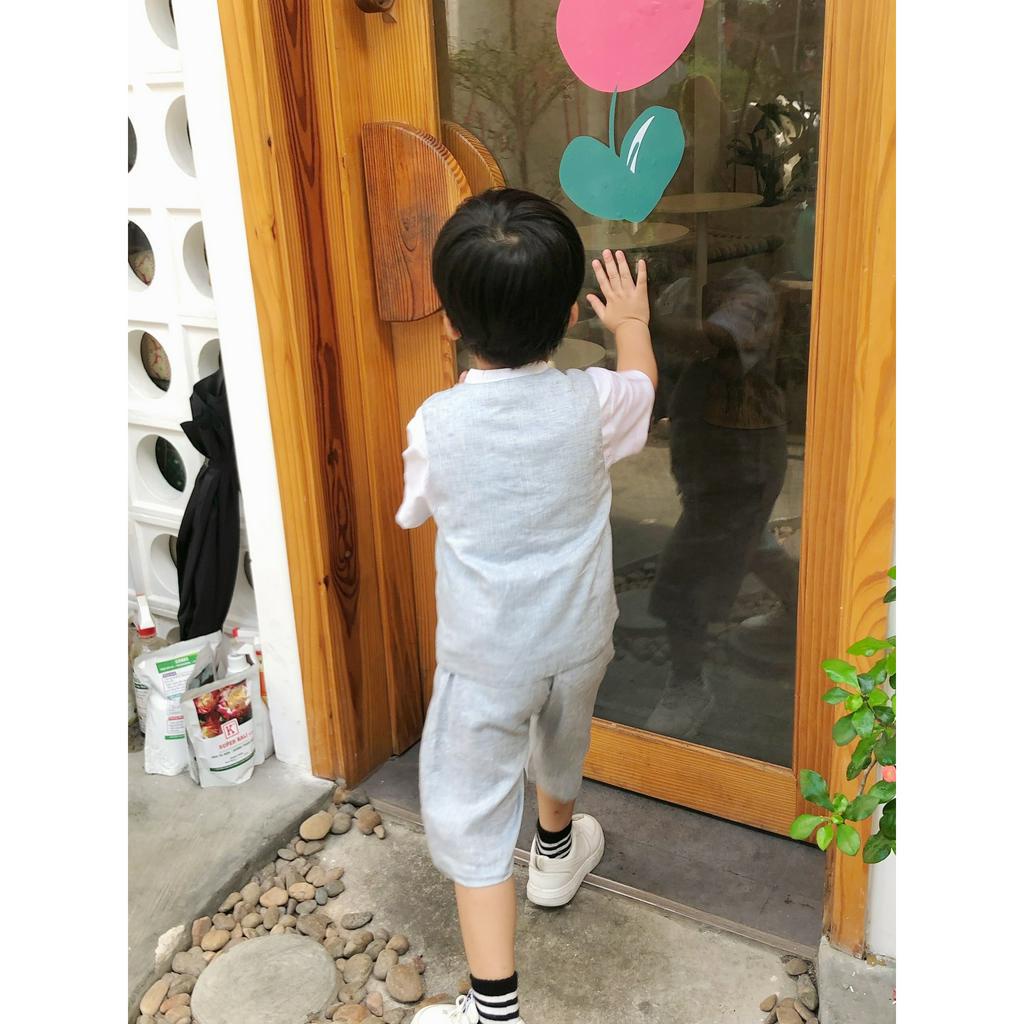 Bộ Gile Chất Liệu Linen Cao Cấp Phong Cách Hàn Quốc Cho Bé Trai - AVETT SET - GIL004 - SAOLA KIDS CLOTHING