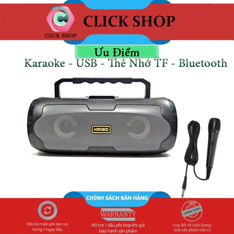 Loa karaoke kimiso S6 có đèn led chạy bluetooth thẻ nhowsTF cổng USB đài FM - Loa Kimiso s6 tặng 1 mic có dây