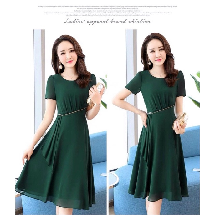 MẪU MỚI đầm chữ a đính ngọc eo tạo điểm nhấn