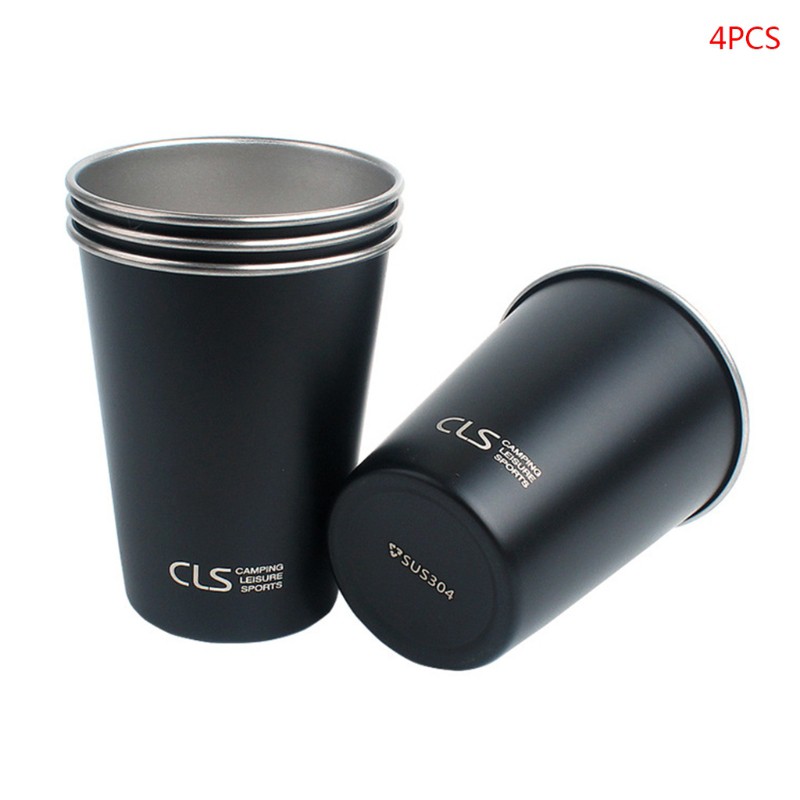 Set 4 cốc thép không gỉ 350ml an toàn tiện dụng khi đi dã ngoại