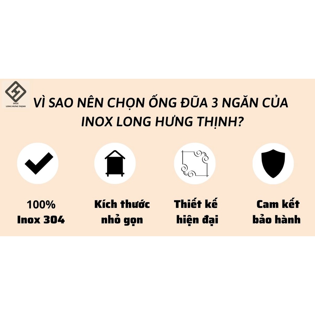 Ống đũa INOX 304 100% 3 ngăn cao cấp , ống đựng muỗng, đũa, thìa, nĩa, dụng cụ nhà bếp tiện lợi.