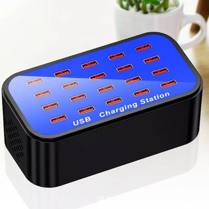 Ổ cắm USB 20 Cổng Sạc Để Bàn 100W  Đế Sạc Adapter