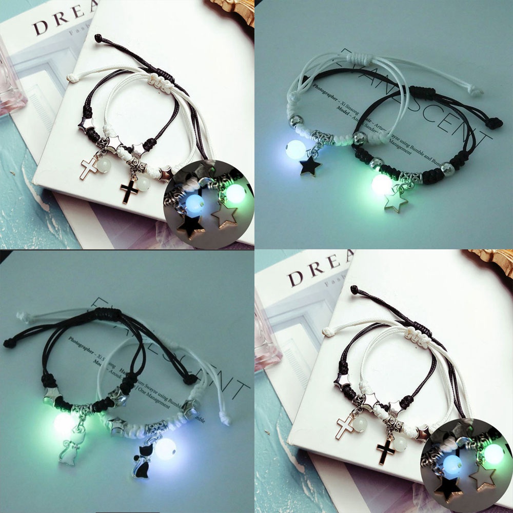 Set 2 vòng tay dây bện phát sáng thời trang cho cặp đôi