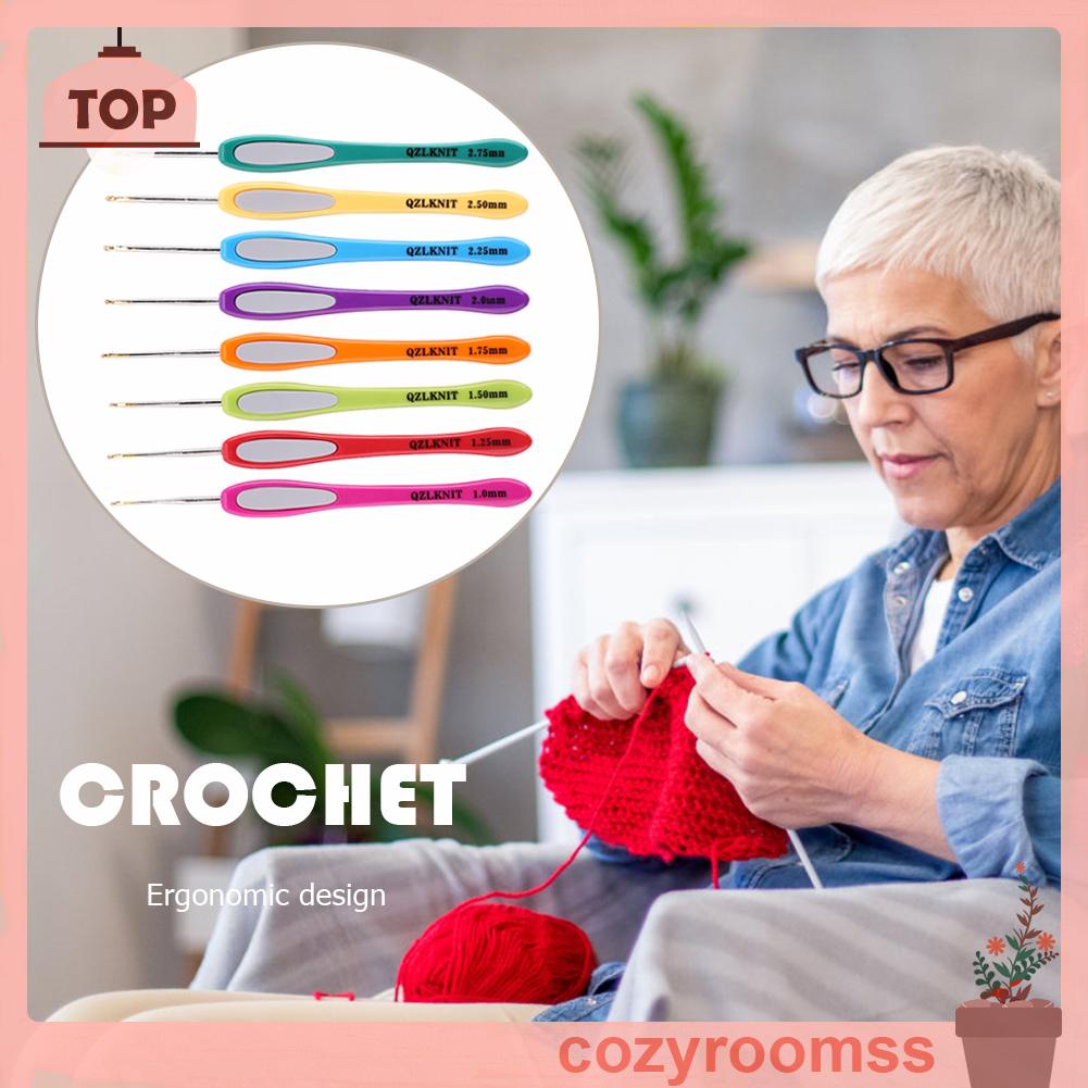 Set 8 Kim Móc Len Bằng Nhôm Với Tay Cầm Nhựa Mềm 1-2.75mm