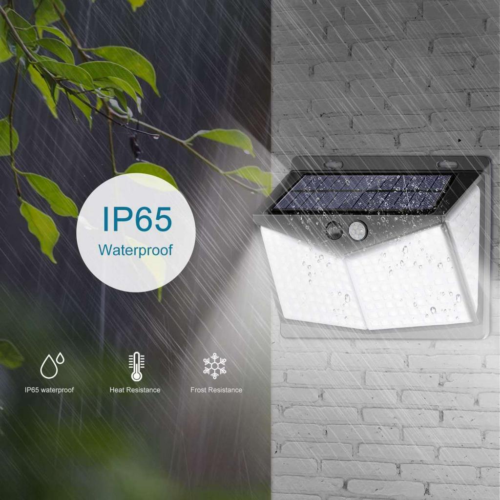 228 LED 110 LED 3 CHẾ ĐỘ ÁNH SÁNG Đèn Led Gắn Tường Năng Lượng Mặt Trời Dùng Ngoài Trời Chống Nước Đèn Ốp Tường Cao Cấp