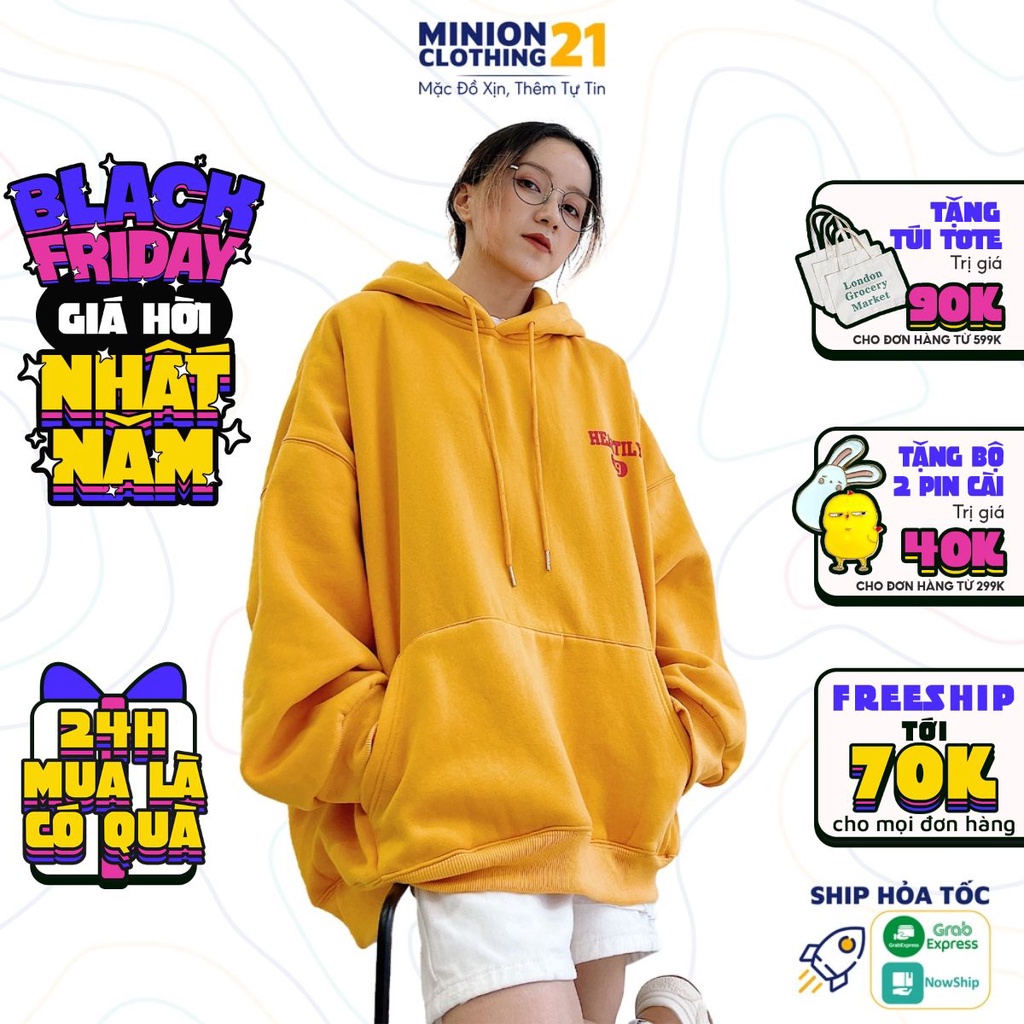 Áo hoodie nỉ lót bông nam nữ MINION CLOTHING oversize Unisex form rộng sweater có mũ Ulzzang Streetwear Hàn Quốc A3039 | WebRaoVat - webraovat.net.vn