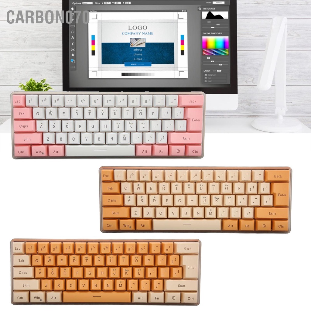 [Hàng Sẵn] Bàn Phím chơi game USB 61 Phím Màu sắc RGB có dây dùng văn phòng【Carbon070】