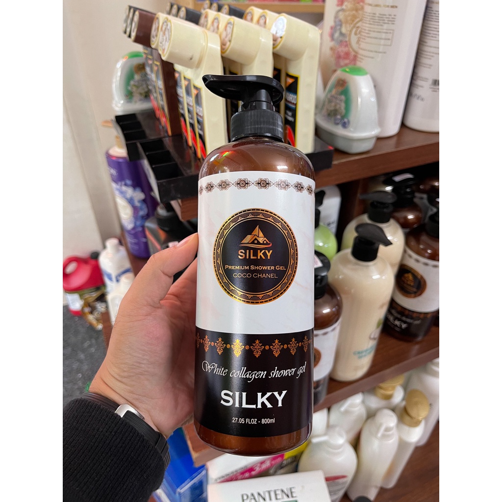 Sữa Tắm Cao Cấp SILKY WHITE COLLAGEN Dưỡng Trắng, 800ml Hương Thơm Dịu Nhẹ Sang Trọng