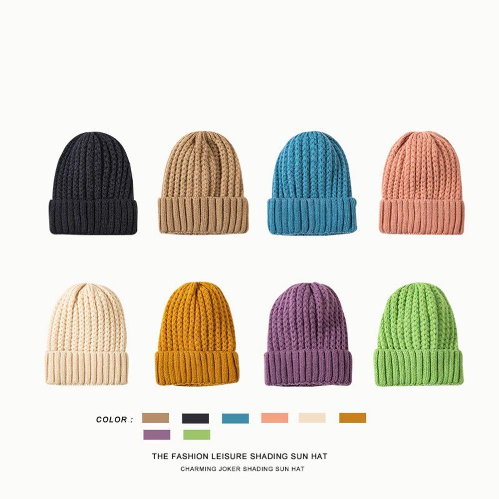 Mũ Len Beanie Màu Ngà Dễ Thương Thời Trang Mùa Đông Cho Nữ