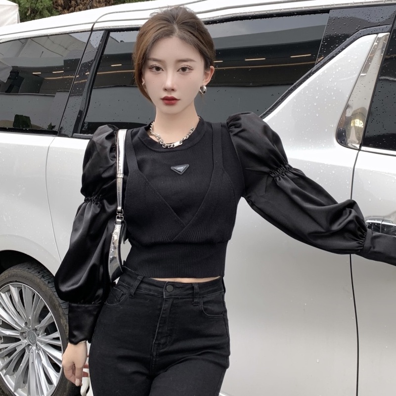 Áo thun tay dài cổ tròn phong cách Hàn Quốc thời trang mùa thu cho nữ