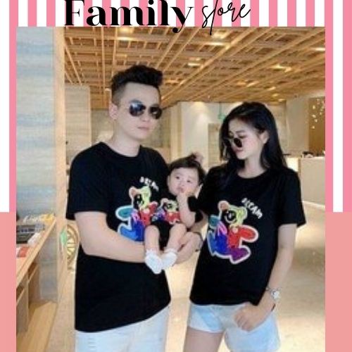Áo thun gia đình gấu dream 3/4/5 người dễ thương, vải mát, giá rẻ. Familystore