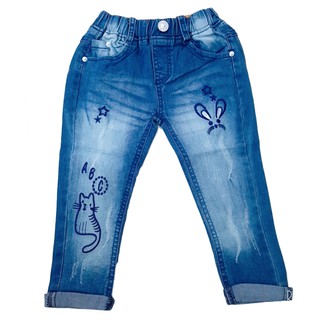 (8-26kg) Quần Jean dài Bé gái hình Mèo