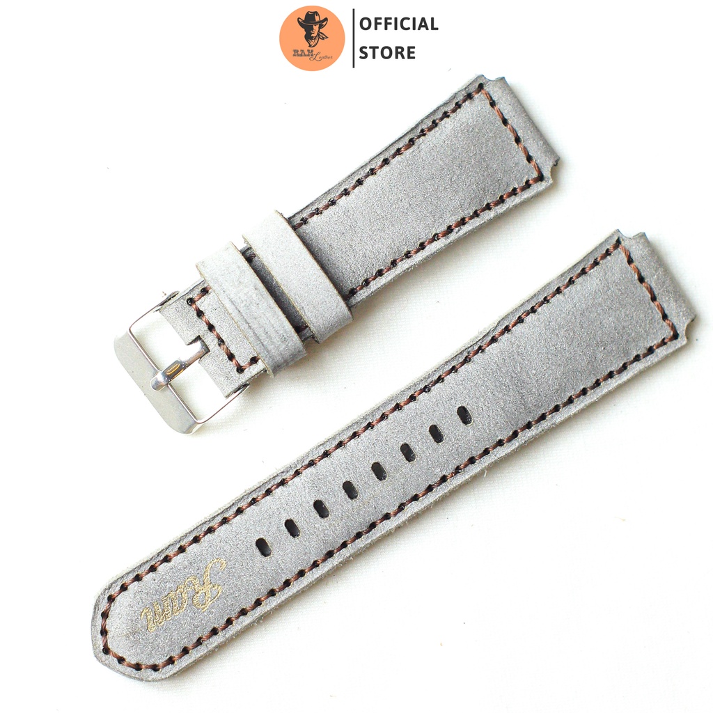Dây Đồng Hồ Da Thật RAM Leather 1939 Da Bò Màu Xám Quân Đội Đức Bền Đẹp
