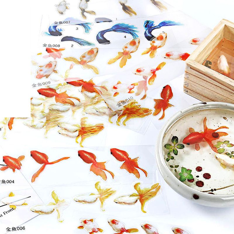Set 10 Tấm Hình Dán Cá Koi / Cá Koi 3D Bằng Nhựa Resin Dùng Trang Trí DIY