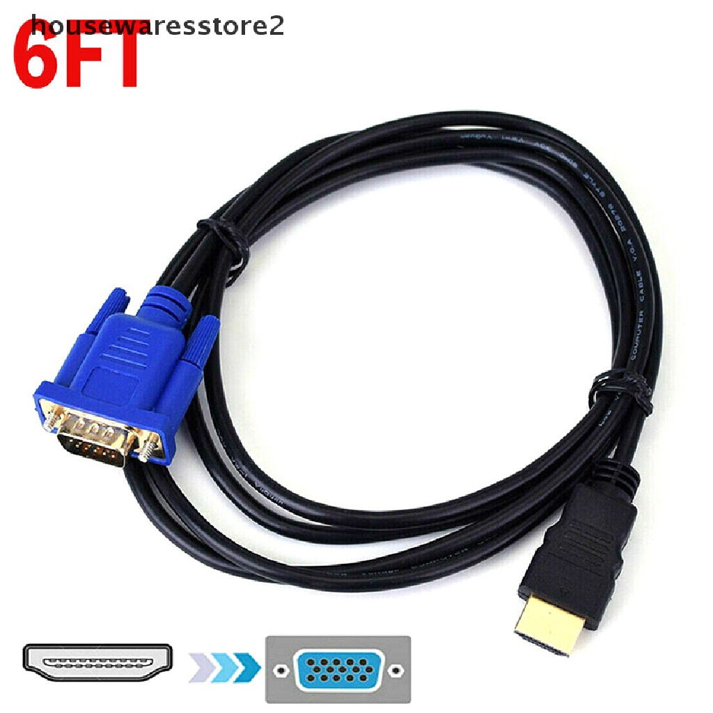 Dây Cáp Chuyển Đổi HDMI Sang VGA 2 Đầu Cắm Cho PC DVD 1080p HDTV 6FT