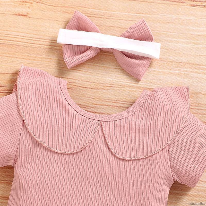 Set Áo Liền Quần &amp; Quần Dài &amp; Băng Đô Quấn Đầu In Hoa Cho Bé Gái