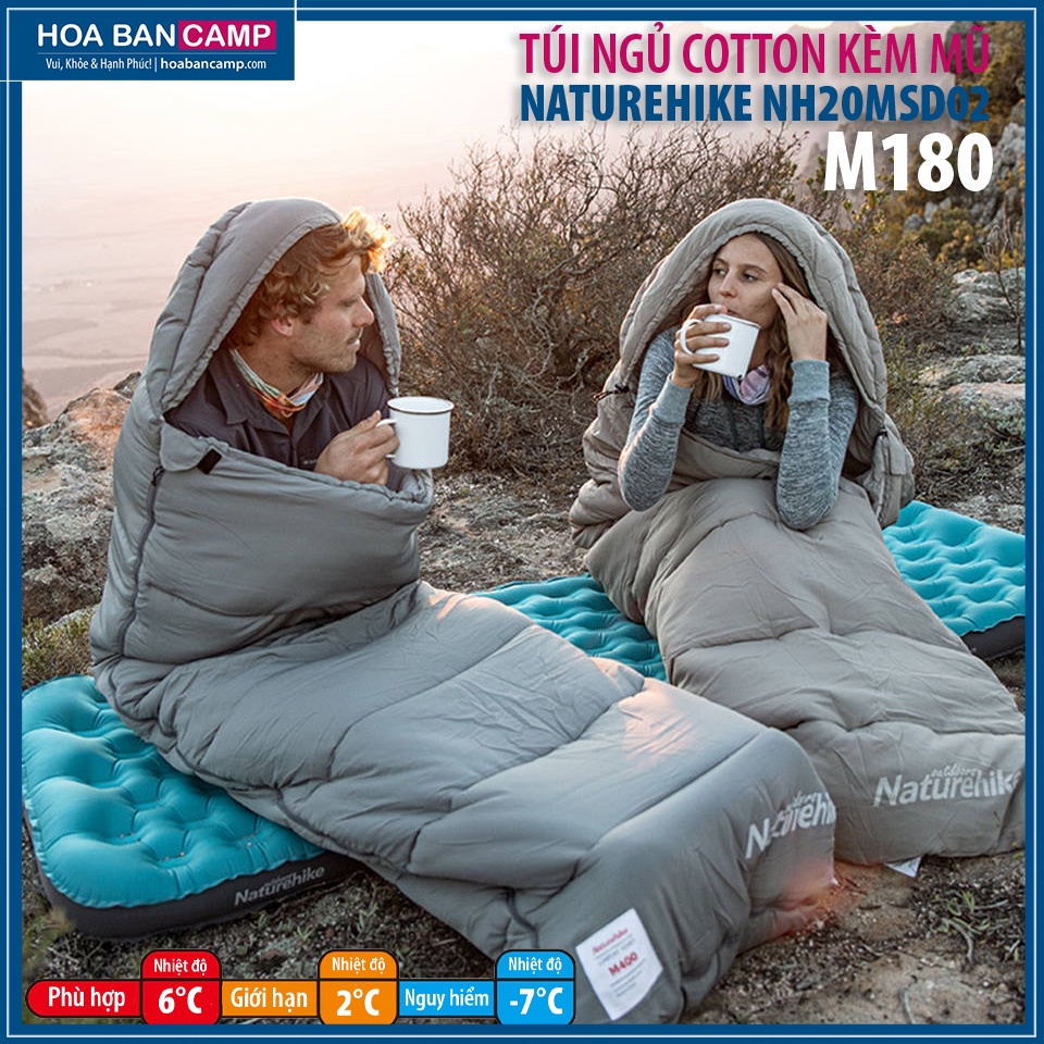Túi Ngủ Cotton Kèm Mũ NatureHike M180 NH20MSD02 | 2-6°C