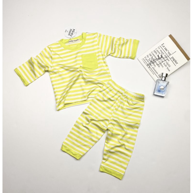 [Bé 7-32KG] BỘ TAY LỬNG QUẦN LỬNG KẺ SỌC THUN LẠNH DỆT MINKY MOM MỀM MỊN CHO BÉ