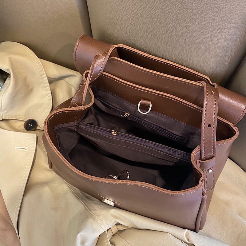 (Có sẵn Nâu/Be/Đen) Túi đeo chéo da pu dáng to thời trang công sở thời trang đi học MS6123