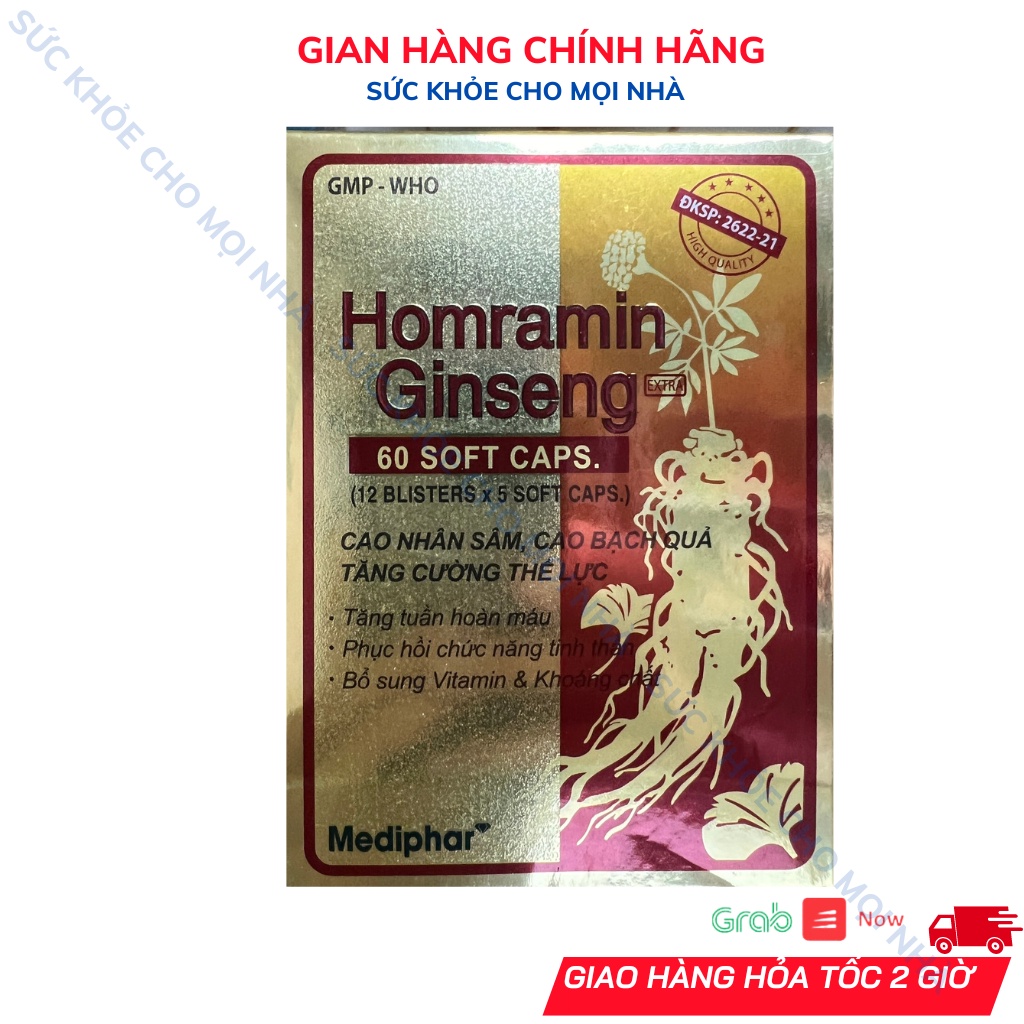 Viên uống Homramin ginseng bồi bổ nhân sâm,vitamin khoáng chất tăng cường sức khỏe.suckhoechomoinha