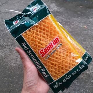 Lưới rửa chén cao cấp màu vàng cam (Ảnh thật)
