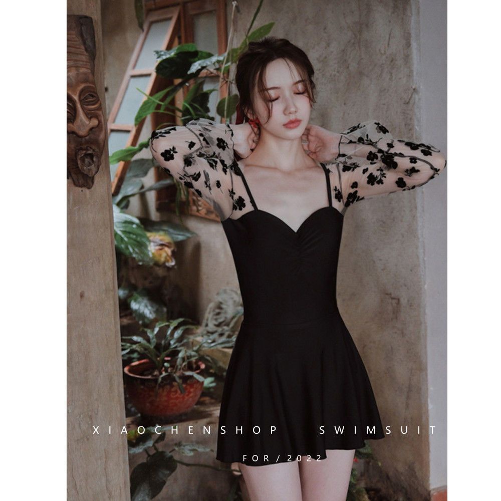 Đồ Bơi Một Mảnh Tay Dài Che Bụng Mỏng Nhẹ Thời Trang Mùa Xuân Mới