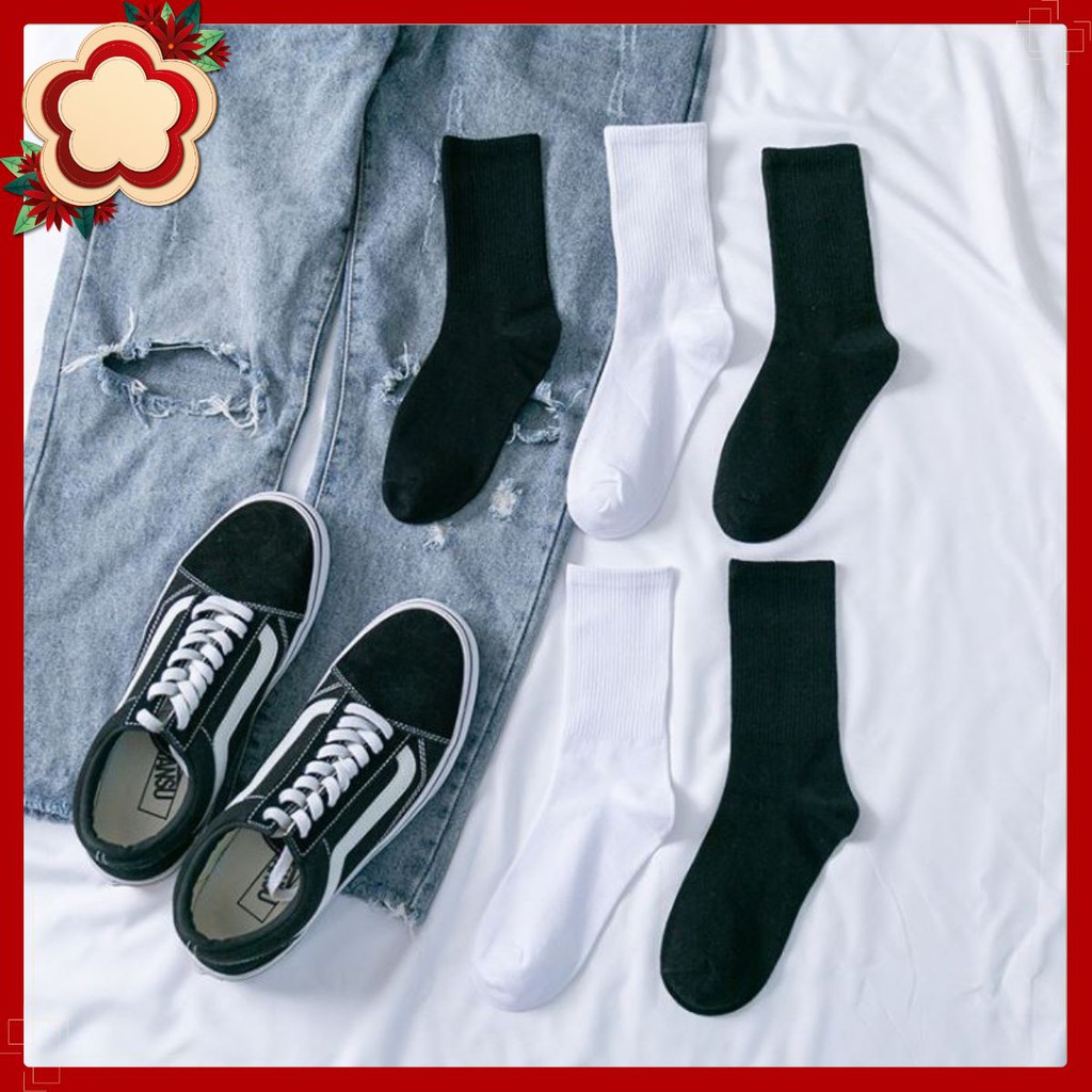 [HOT] Tất trơn nam nữ hai màu đen trắng (11)