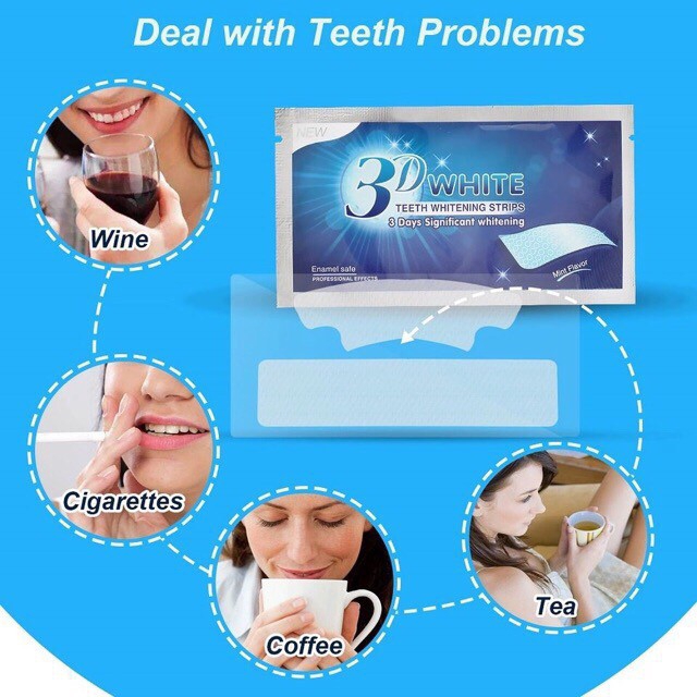 3D White Gel Teeth Whitening Strips Oral Hygiene Care Double Teeth Whitening Dental Bleaching