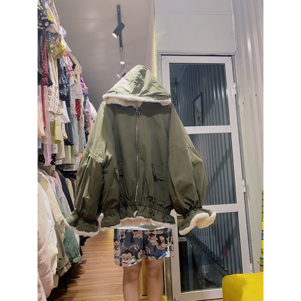 Áo parka lót lông thỏ