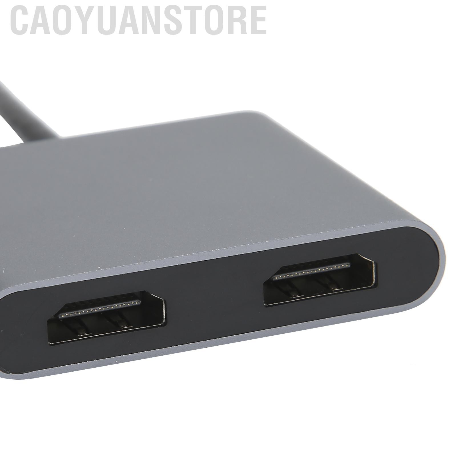 Caoyuanstore 4in 1 Type C to PD/USB 3.0/ Dual HDMI‑Compatible Adapter Converter Hub for Laptop