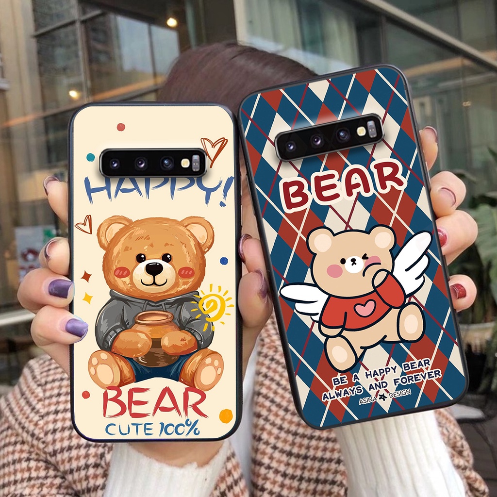 Ốp lưng Samsung S10 / S10 5G / S10 Plus / S10+ / S10e in hình cute, chú gấu thể thao tinh nghịch cực đáng yêu