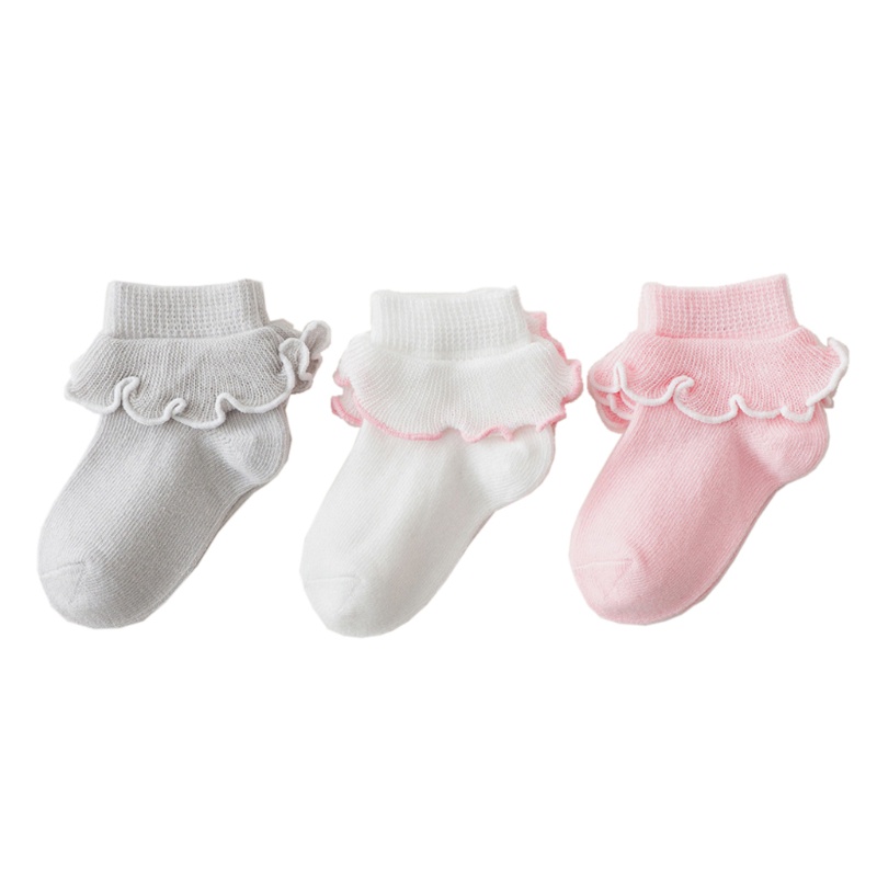Set 3 đôi tất cotton mềm giữ ấm mùa thu đông dành cho bé gái sơ sinh