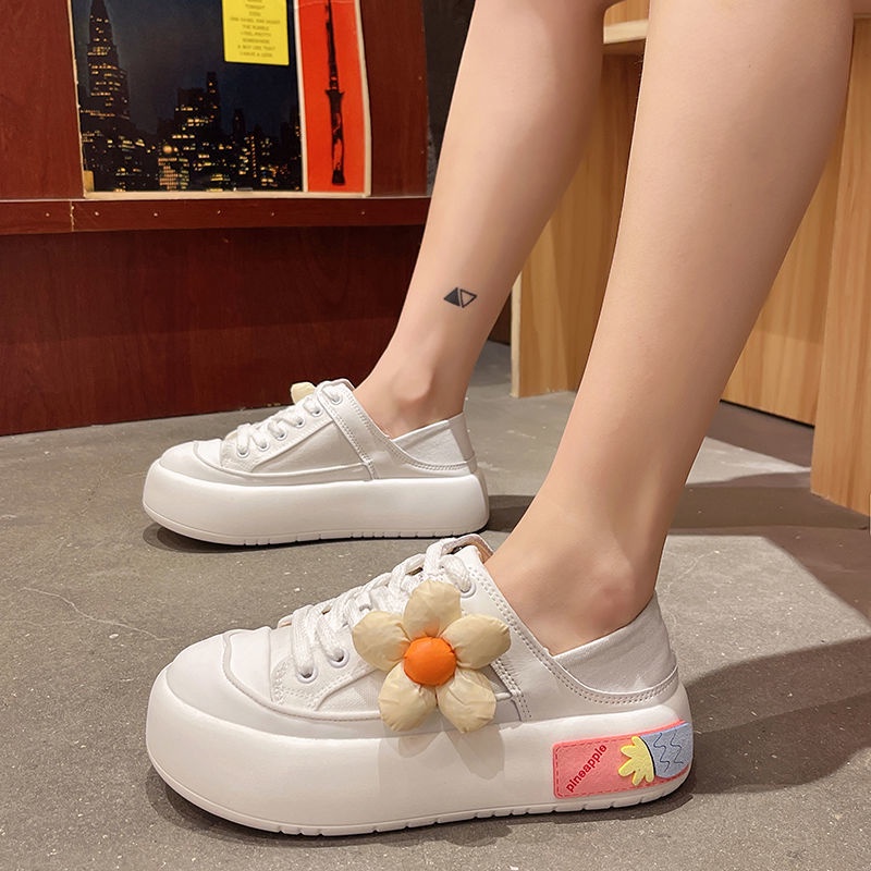 Giày Thể Thao Canvas Đế Dày Họa Tiết Hoa Thời Trang Mùa Hè Dễ Phối Đồ Cho Nữ