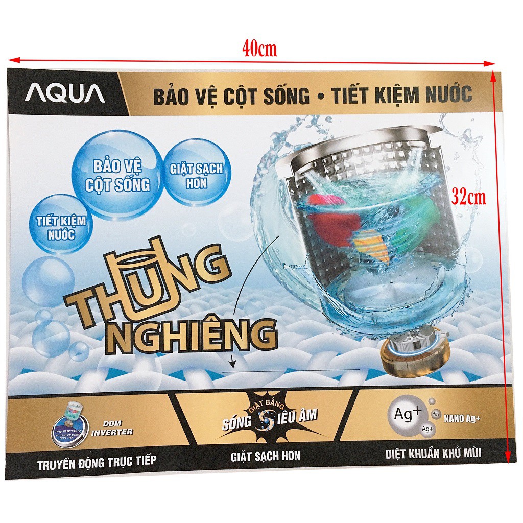 Miếng dán máy giặt Aqua [ĐẸP, SẮC NÉT] tem dán máy giặt Aqua