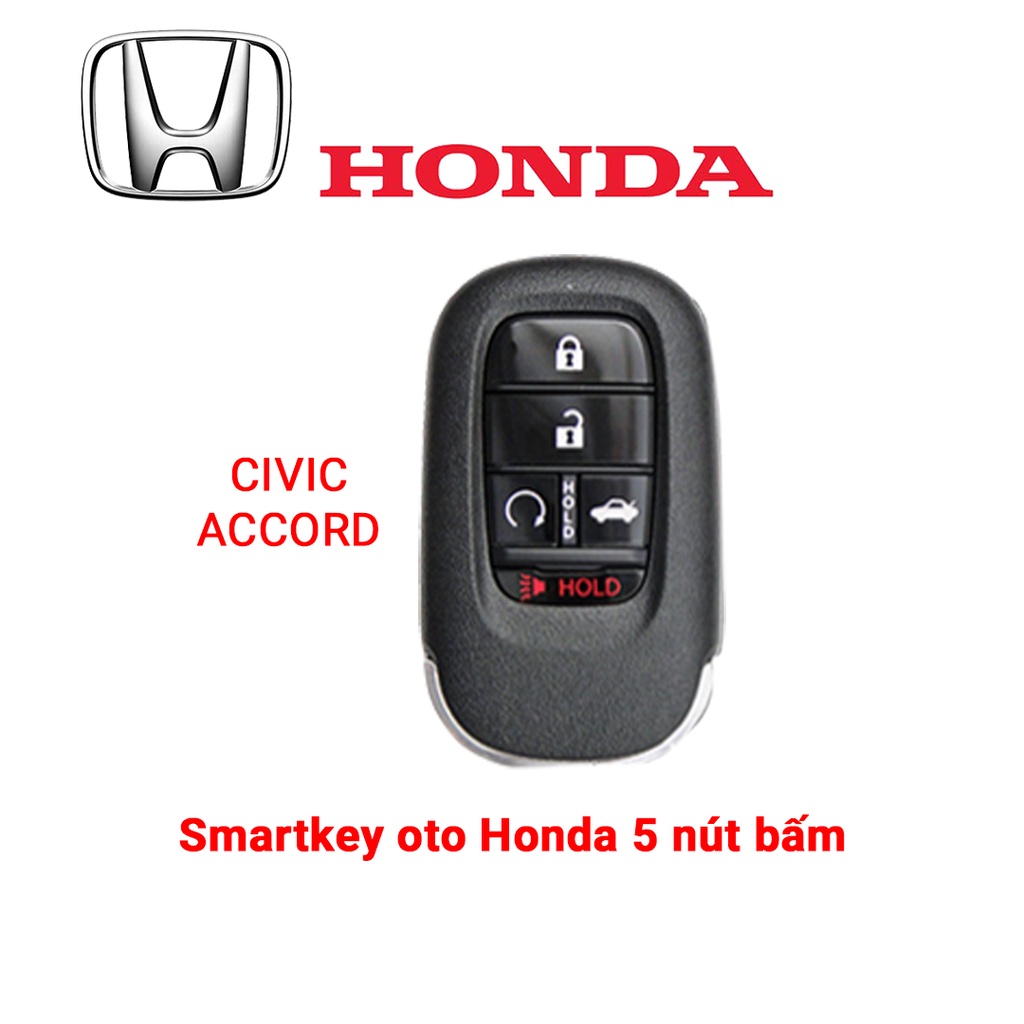 Bao da bọc chìa khóa smartkey ô tô Honda City Civic 2022 5 nút bấm mẫu mới khâu tay có dây tay cầm móc đen HD5